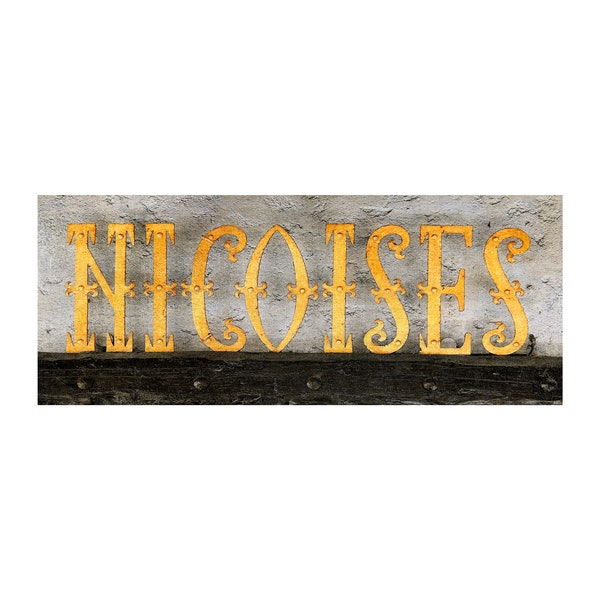 Niçoises Sign Photo, Nice, France, Restaurant Sign, Travel Photography, Gold Home Decor, Ornate Lettering