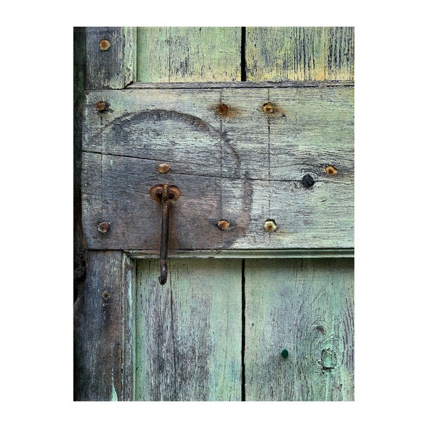 Wabi Sabi Circle, Geometry Photo, South of France, Green Window Shutter, Rustic Decor