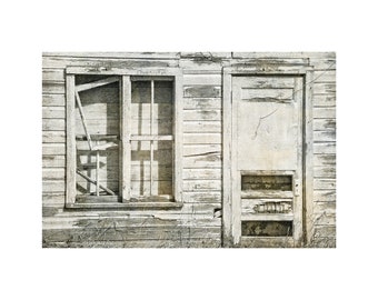 White Barn Photo, Rural Americana, Country Chic, Window Photograph, Black and White, Rustic Home Decor