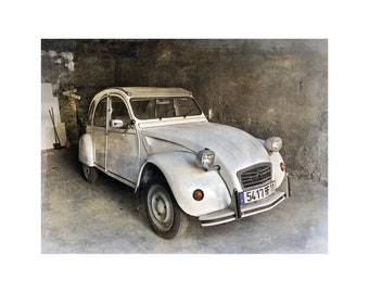 Deux Chevaux Car, 2CV, French Car, Monochrome