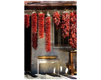 Chile Ristras Photo, Autumn Harvest, Santa Fe, Southwest Decor, Kitchen Art, Food Photography, Market, Restaurant Art