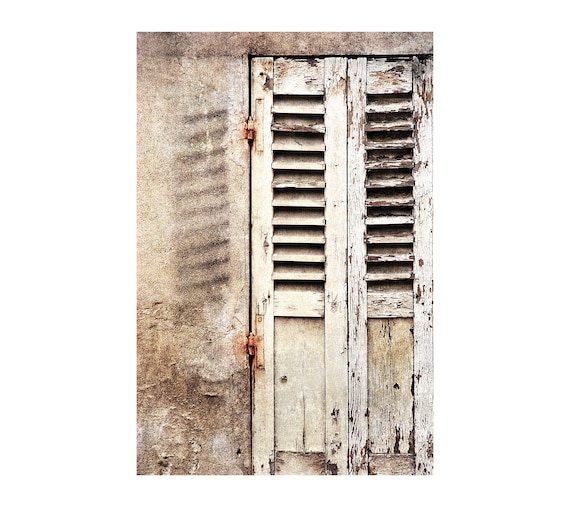 Paris Shutters Photo, Monochrome, Urban Shabby Chic, Travel Photography, French Cream
