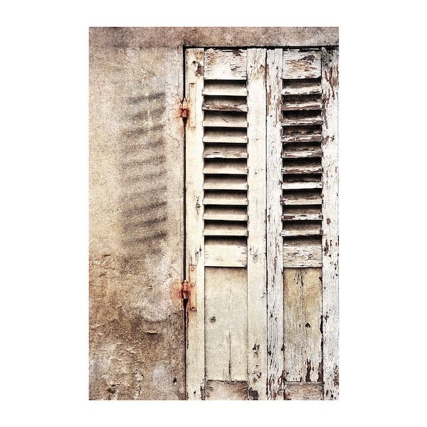 Paris Shutters Photo, Monochrome, Urban Shabby Chic, Travel Photography, French Cream