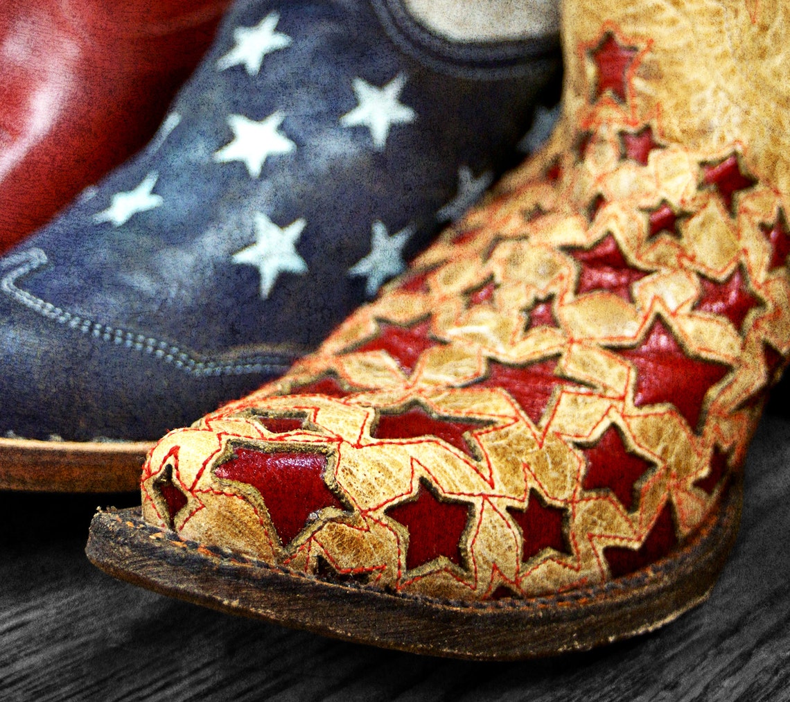 Cowboy Boots Photo, Stars and Stripes, Western Art, Cowboy Decor, Boy's ...
