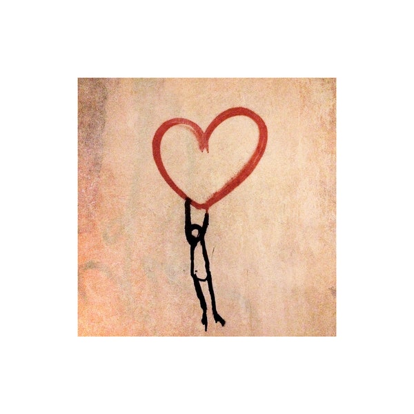 Red Heart Anniversary Gift, Street Art Photo, Young Love, Valentine