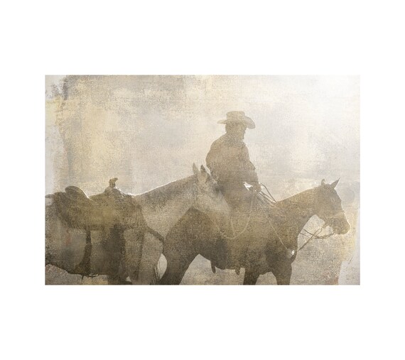 Moody Cowboy Photo, Horse Photography, Western Art, Boy's Room