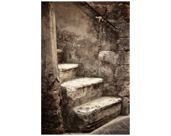Worn Stone Steps Photo, Italy Photography, Tuscany, Travel Photo