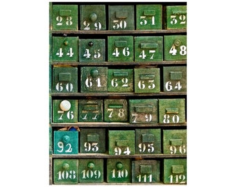 Vintage Cabinet Photo, Green Drawers, Pétanque, Boules, Bocce, France Photography