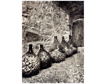 Wine Corks Photo, Tuscany, Italy, Chianti Winery, Monochrome Photo