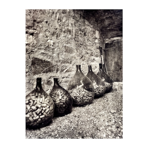 Wine Corks Photo, Tuscany, Italy, Chianti Winery, Monochrome Photo