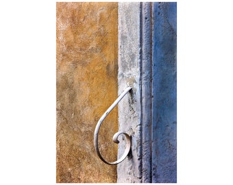 Curved Rail Photo, South of France, Blue, Gold, White, Shabby Chic Decor, Travel Photography