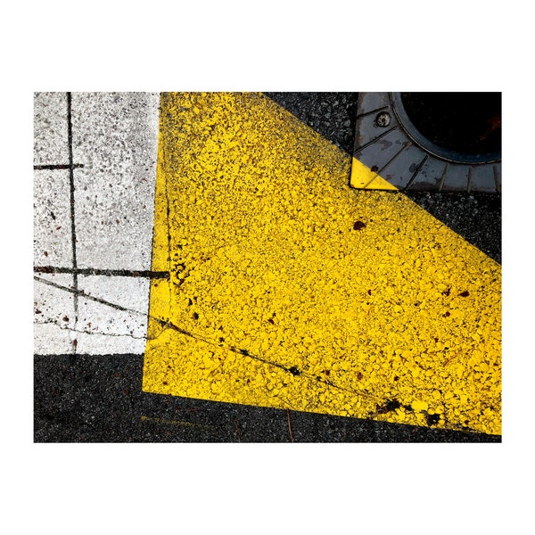 Street Geometry Photo, Modern Art, Abstract Photography, Asphalt, Contemporary Art, Yellow