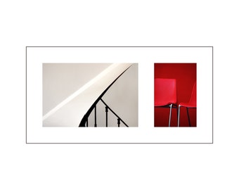 Modern Art Photo Duet, Bold Colors, Red, Black, White, Contemporary Art, Modern Decor