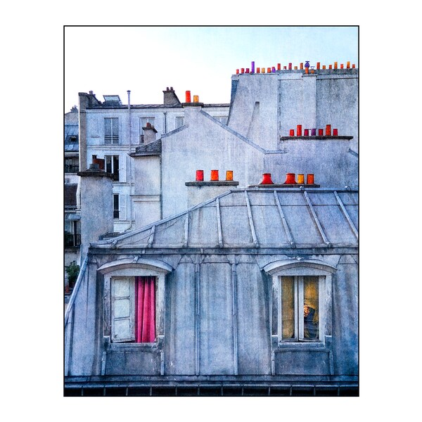 Paris Rooftops Photo, Surreal France, Chimneypot, Top of the World, Travel Photography