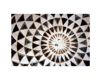 Geometry Photo, Mosaic Marble Floor, Florence Italy, Black and White