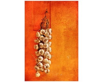 Italian Garlic Photo, Kitchen Decor, Food Photography, Italian Market