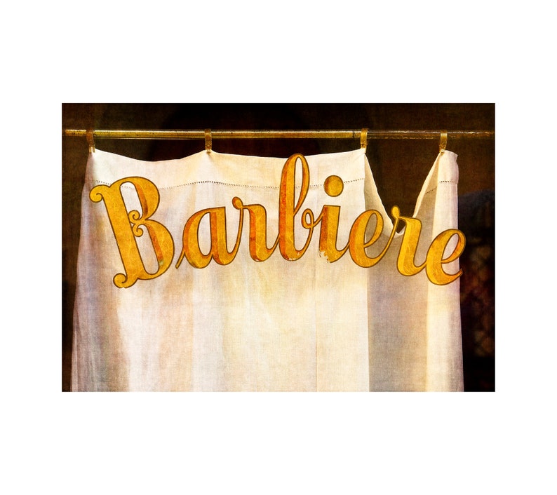 Barber Shop Sign Photo, Tuscany, Italy, Gold Lettering, Travel Photography image 1