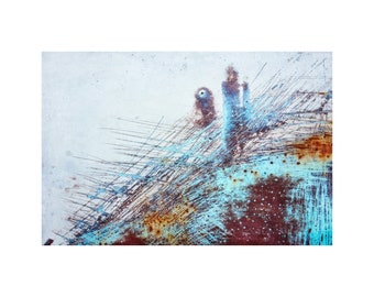 Blue Abstract Photo, Contemporary Decor, Junkyard, Modern Art