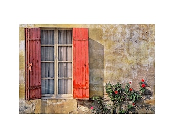 Romantic French Window, Climbing Red Roses, Anniversary Gift