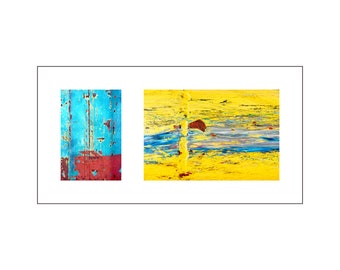 Turquoise Red Yellow Photo Duet, Modern Art, Summer Colors, Rustic, Industrial, Primary Colors, Home Decor Ideas, Abstract Photography