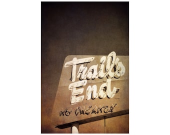 1950s Neon Sign Photo, Motel Sign, Mid-Century Decor, Trail's End, Colfax, Denver, Vintage Signage, Western Style