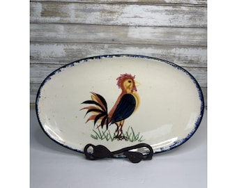 Vintage 2000 Emerson Creek Pottery Rooster Platter Dish 12"