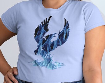 Phoenix T-Shirt - Blue Fire, Phoenix Rising Art, Fire Bird, Rebirth, Fantasy Art, Mythical Creatures, Egyptian Mythology