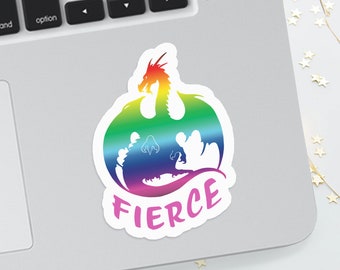Fierce Rainbow Dragon Sticker, Pride Stickers, LGBTQ Stickers, Dragon Stickers, Laptop Stickers, Water Bottle Stickers, Vinyl Stickers