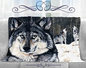 Wolves Throw Blanket, Wolves Blanket, Wolf Throw Blanket, Wolves Home Decor, Wolf Art, Lodge Decor, Housewarming Gift