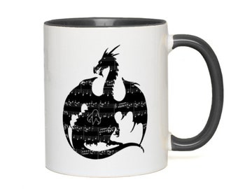 Awesome Music Dragon Mug with In the Hall of the Mountain King Sheet Music, Perfect Gift for Musician or Music Teacher