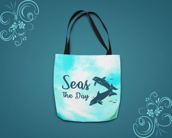 Soeach Womens Marine Dolphin Graphic Top Handle Canvas Tote Shoulder Bag 