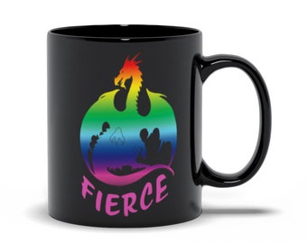 Rainbow Dragon Fierce as F*** Quote Coffee Mug, Funny Coffee Mug, Queer Coffee Mug, Sarcastic Coffee Mug, LGBT Mug