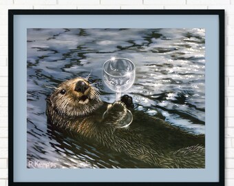 You Otter Relax Print, Funny Animal Art, Wildlife Artwork, Lake House Beach Decor, Gift for Sea Otter Lovers and Ocean Mammal Fans