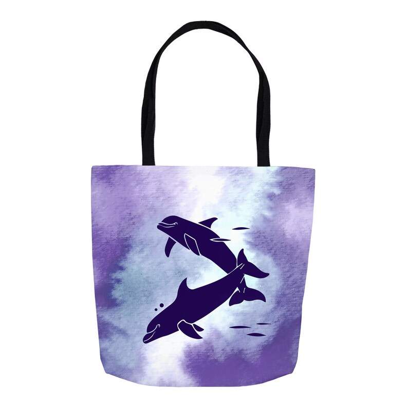 Dolphins Purple Tote Bags Dolphin Lover Gift Beach Lover Etsy