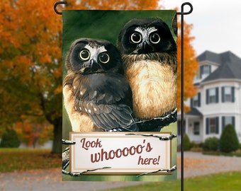 Owls Yard Flag, Owl Art, Owls Gifts, Garden Art, Yard Art, Fall Decor, Fall Flag, Personalized Gifts, Personalized Decor, Garden Decor