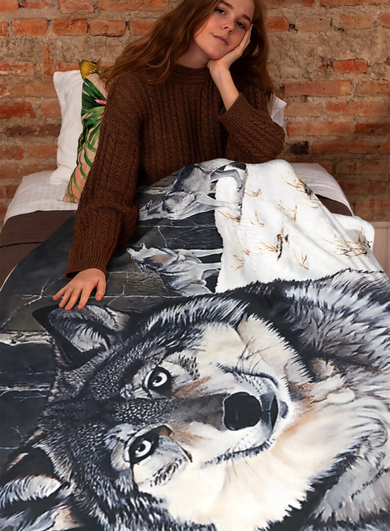 Wolves Minky Throw Blanket Wolves Blanket Wolf Throw Etsy
