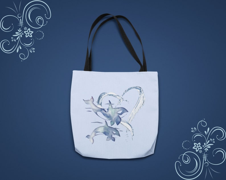 Beach Lover Gift Reusable Shopping Bag I Love Orca Whales Tote Bags Save the Planet Save the Ocean Killer Whales Whale Lover Gift