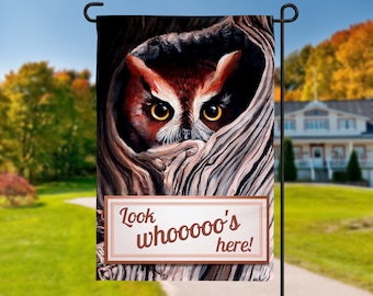 Owl Yard Flag, Owl Art, Owl Gifts, Garden Art, Yard Art, Fall Decor, Fall Flag, Personalized Gifts, Personalized Decor, Garden Decor