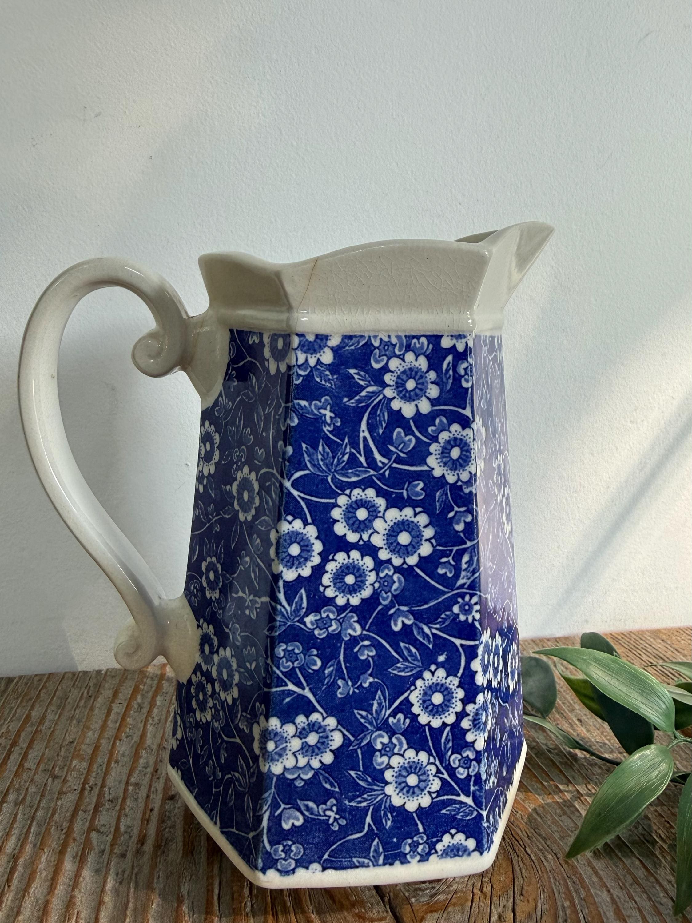 Blue and White Ceramic Pitcher Vintage - Etsy