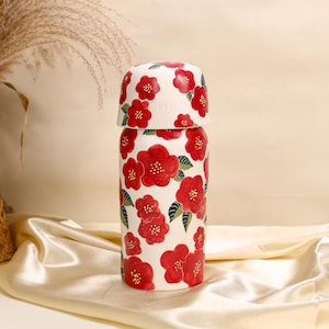 Custom Red Floral Ceramic Jug Handmade Ceramic Jug and Cup Set Large Coffee Cup Ivory Pottery Tumbler Cup Lid Slow Living Gift For Her Cup