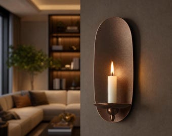 Set of 2 Moroccan Bronze Wall Sconces | Handmade Candle Holders, Artisan Home Accent