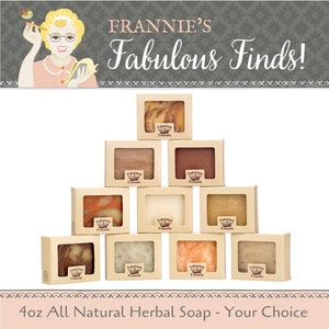 Variety Artisan Herbal Bath Soap, Handmade Cold Processed Soap, Sensitive Skin Cleaning, Moisturizing Body Soap 4oz Bars Fabulous Frannie