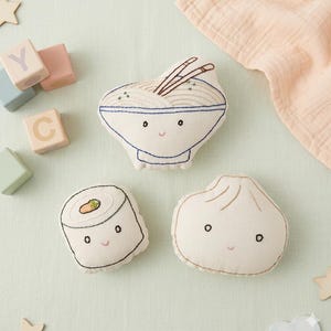 Hand-Embroidered Stuffy Rattle Sets - Asian Cuisine