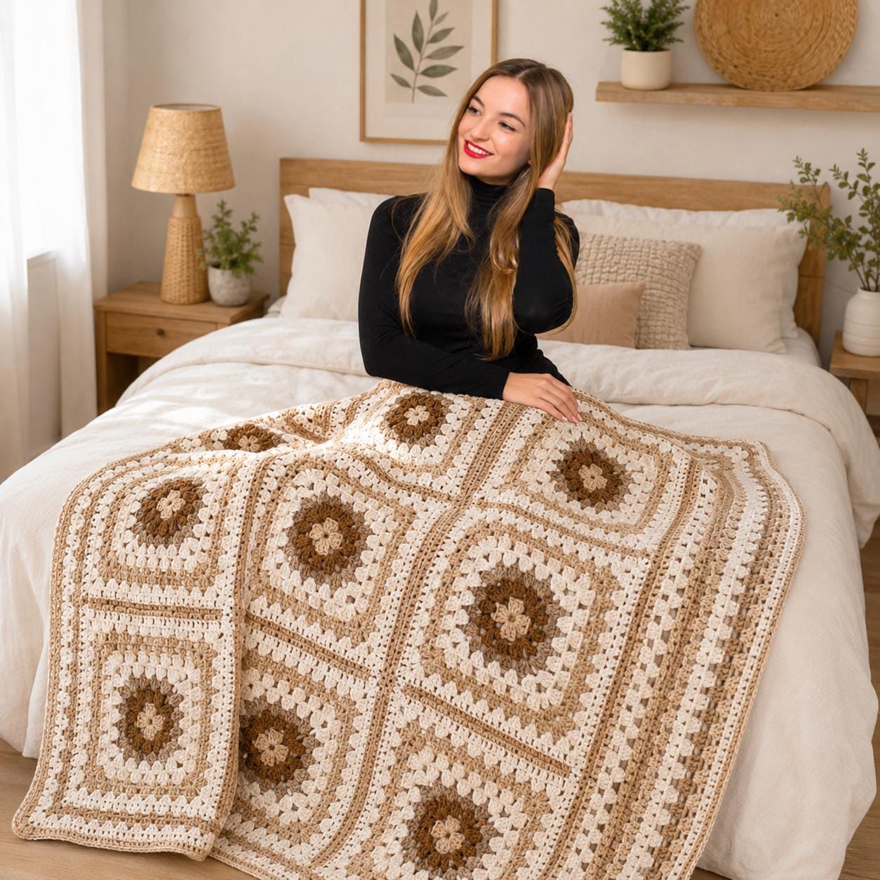 Neutral Granny Square Blanket