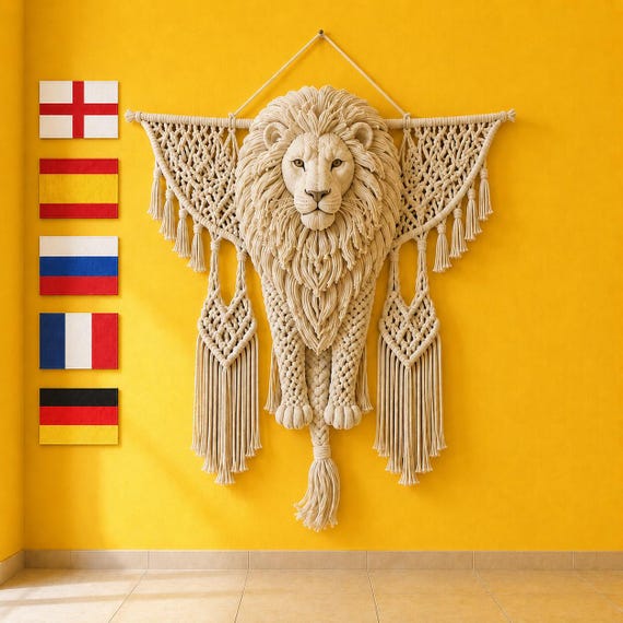 Lion Wall Hanging Crochet Pattern PDF | Macramé Style Lion Tapestry | Boho Home Decor | Animal Fiber Art DIY