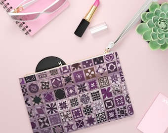 Lila Clutch Patchwork | Geometrische Muster-Armband