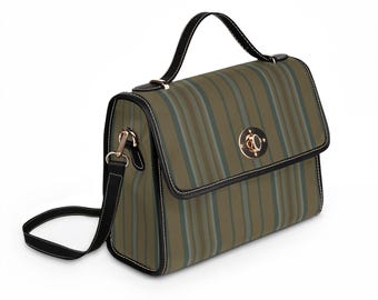 Green Retro Purse | Waterproof Canvas, Leather Trim