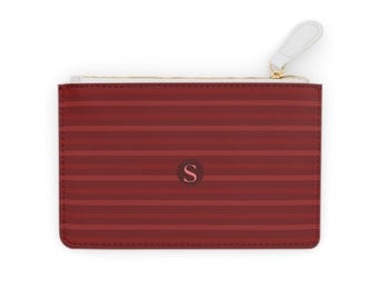 Custom Red Striped Mini Clutch Bag | Red Leatherette Wristlet