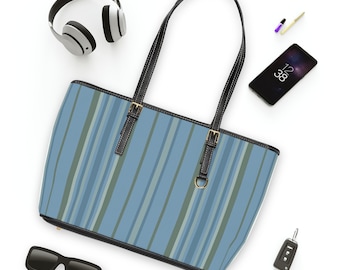 Blau Vertikaler Streifen Einkaufstasche | Gestreifte Schultertasche