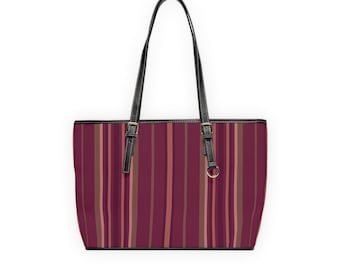 Ledertasche Weinrot gestreift | PU-Ledertasche mit vertikalen weinroten Streifen